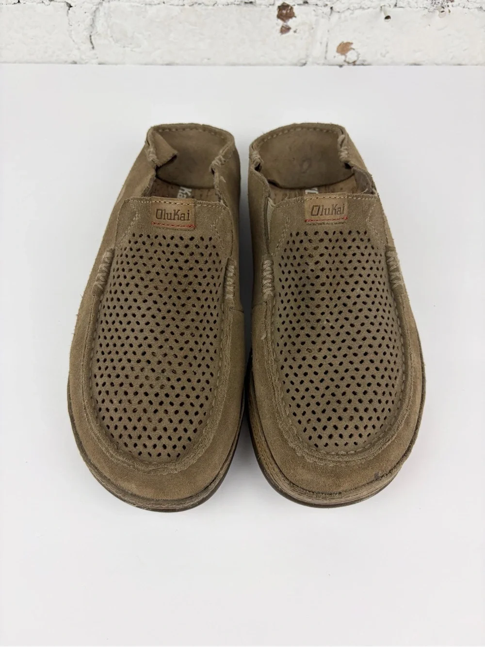 Olukai Moloa Kohana Brown Leather Slip On Fold Open Back Loafer Sandals 8